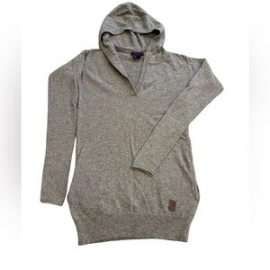 Citizen Cashmere Paris Women’s 100% Cashmere Hooded Sweater Gray V Neck Small